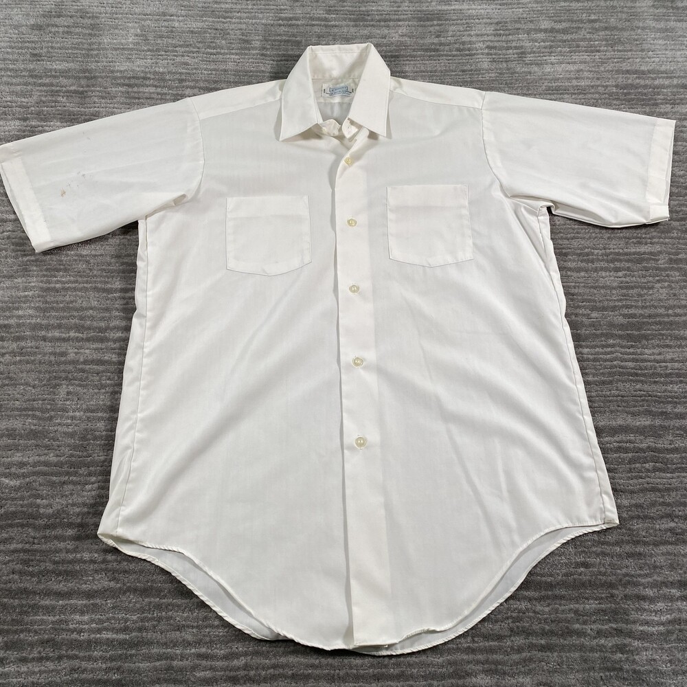 Vintage Brent Shirt Mens 2XL White Short Sleeve Non Iron Button Front Japan